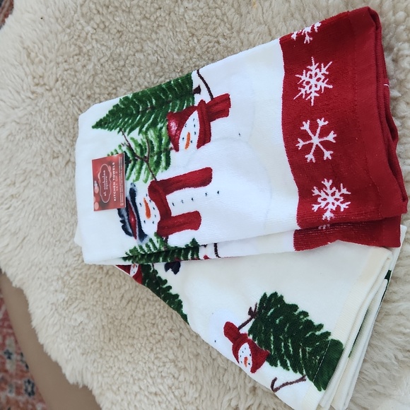 NWT Set Of 2 St. Nicholas Square Snowman Kitchen Towels ♥️⛄️🖤🎁 - Picture 12 of 13